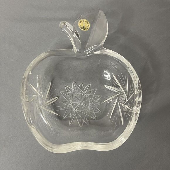 Lucyna Apple Cut Glass Trinket Candy Dish - Picture 1 of 10